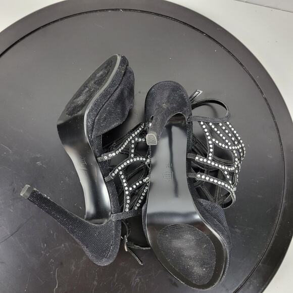 Caparros Poet Womens Sandals Size 7.5 Black Glimmer Slingback Strappy Heels - Picture 10 of 13